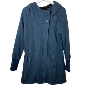 The North Face Teal Womens Long Knit Fleece Lined Hooded Winter Coat Zip Snap